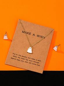 1pc New Cute Ghost Necklace, Halloween Prop, Gift Set For Women, Festival Party Costume - Multicolor - View 3
