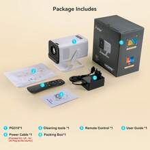 ProGaga PG310 Mini Projector 4K Android 300Ansi BT5.4 Projetor For Movie PG310 Smart Home Theater Outdoor Video Portable Beamer - Black and White - View 12