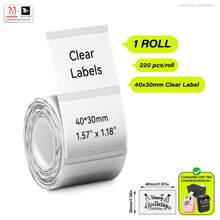 Makrlife 透明热敏标签，50x50mm，1.97 X 1.97 英寸，小型标签打印纸，可打印透明贴纸，适用于小型企业、家庭、婚礼、蜡烛、信封、瓶子、罐子、DIY 徽标设计、多用途防水标签卷，150 个标签/卷 - 彩色 - 查看 14