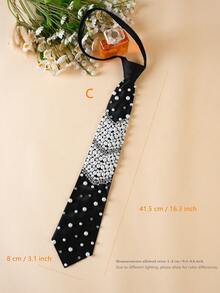1 pieza Corbata de lujo premium para mujer, corbata de cuello totalmente hecha a mano con cuentas y cremallera, diseño versátil y lujoso adecuado para primavera, verano, otoño e invierno para vestir, para decoración navideña - Multicolor - Ver 15