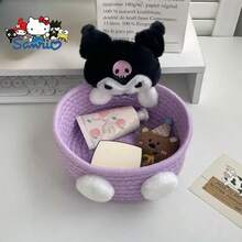 1 pieza Cesta de almacenamiento Sanrio Hello Kitty Kawaii, linda caja de almacenamiento de cosméticos y juguetes, decoración de dormitorio, regalo de cumpleaños, rosa