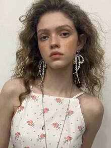 1 对多层仿珍珠蝴蝶结链流苏耳环，全新独特个性化仿珍珠耳环，蝴蝶结链，优雅女士耳环，日常佩戴，2025 年礼物