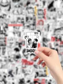 53 件单色漫画风格动漫贴纸包：黑白漫画面板贴花，适用于笔记本电脑、水瓶、手机壳、笔记本和滑板装饰 - 黑色 - 查看 4