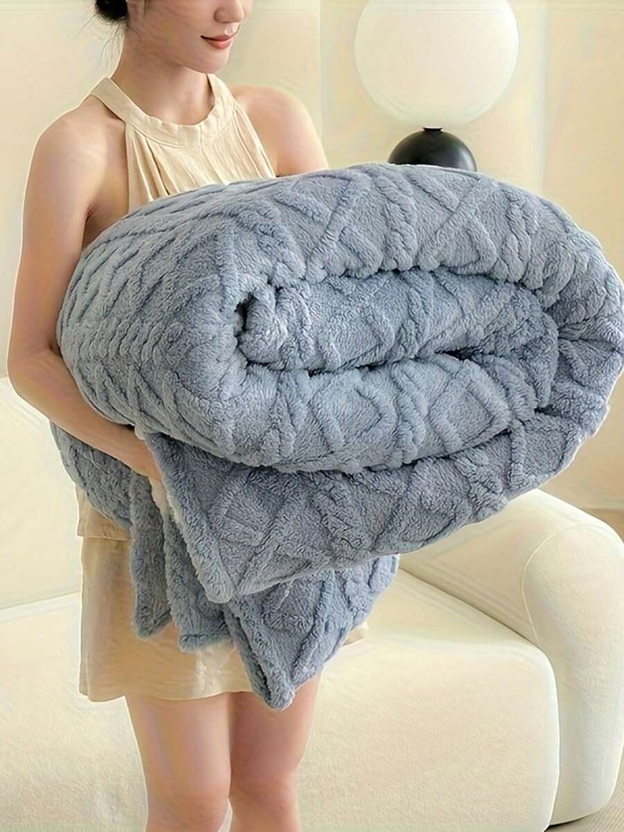 1 pieza Manta ligera de tafetán para todo el año - Manta contemporánea suave y cálida de color rosa para siestas en la oficina, camping, dormitorio y sofá - Lavable a máquina y portátil, manta acogedora