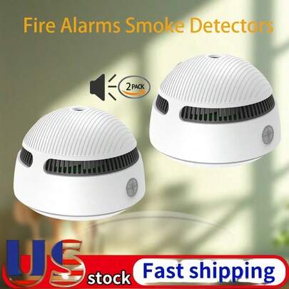 2pack Smoke Detector  Photoelectric Fire Protection Smoke Detector Is Suitable For Various Occasions Such As Living Rooms, Bedrooms, Kitchens, Farms, Factories, Hotels, Etc.