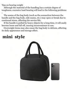 Personalized Text Gift Bag, Large Capacity Lunch Box Bag, Suitable For Teenagers. Applicable For Office, University, Work, Business, Commuting, Outdoor, Travel And Picnic. Insulated Lunch Box Bag, Portable Aluminum Foil Ice Bag, Lunch Bag, Picnic Storage Bag, Children's Version, Urban Fashion, Modern Colorful, Cute - Black - View 12