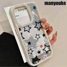 Funda 3 en 1 con diseño de cinco puntas y doble cara con tachuelas, compatible con las series 16 Pro, 16, 15 Pro, 14, 14 Plus, 14 Pro, 13, 13 Pro, 12 Pro y 11 Pro. Suave y resistente a caídas y manchas, ideal tanto para hombres como para mujeres. Incluye adornos. - Blanco - Ver 2