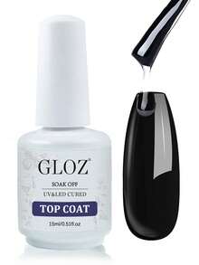 GLOZ 15ml No-Wipe Glossy Top Coat, High Shine & Long-Lasting Gloss, Suitable For Clear Gel Polish And Acrylic Nails, For Home DIY And Nail Salon Use - 無色 - 查看 1