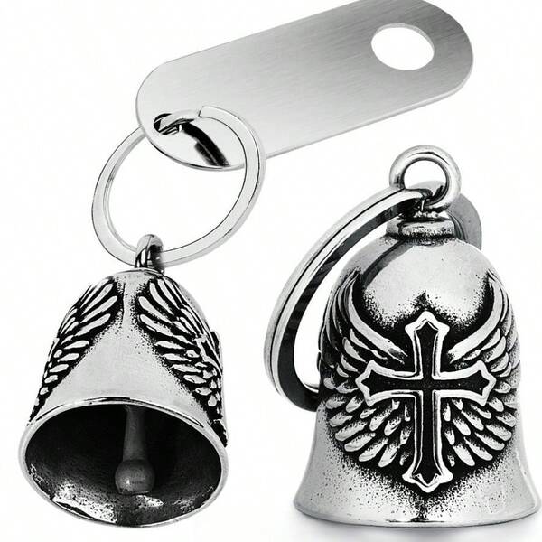 Easypie Selection Motorcycle Bell Cruciform - For Bikers, Riders And Pets, Driving Pendant. Good Luck Bell
