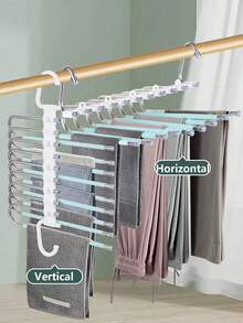 1pc 5/9 Tier Pants Rack, Space Saving, S-Shaped Wardrobe Hanger Organizer With Hooks For Long Pants, Leggings, Trousers, Non-Slip Stainless Steel Multi-Functional Pant Hanger, Saves Closet Space, Suitable For Wardrobe, Pant Rack, For Pants, Jeans Organization, Dorm Essential, Antique White, Best Choice For Home Storage - Multicolor - View 13