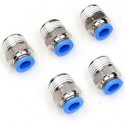 Paquete de 5 accesorios de aire a presión de 8 mm de diámetro exterior de tubo x 3/8" NPT, conectores a presión, accesorios de conexión rápida de tubos de aire, accesorios neumáticos, accesorios de tuberías de aire para dispositivos de mantenimiento de aire, válvulas, cilindros, compresores, etc.