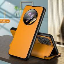 1 件豪华商务翻盖圆形窗口真皮手机壳带支架，适用于 Pixel 9Pro、Pixel 9、Pixel 8Pro、Pixel 8A、Pixel 8、16Promax、16pro、16、15promax、15pro、15、14promax、14pro、14、13promax、13pro、13、12promax、12pro、12、Galaxy S25Ultra、S25+、S25、S24Ultra、S24+、S24、S23Ultra、S23+、S23、S23FE、S24FE、A16、A26、A36、A56，全身保护手机壳 - 黃色1 - 查看 5
