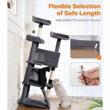 Made4Pets Cat Tree 54in Cat Tower For Indoor Cats Kitten Tree MultiLevel Cat Tree With 2 Condo Furniture Activity Center With Scratching Posts Funny Toys Kittens Pet Play House Dark Grey
