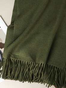 1pc Women's Minimalist Solid Color Faux Cashmere Scarf, Collegiate Style Shawl, Suitable For Seasonal Transition, Daily Wear, Windproof And Warm, New Year Gift - Army Green - View 5