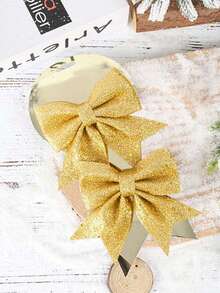 1pc/5pcs/10pcs Christmas Barn Door, Christmas Tree, Snowy Landscape Party Theme Gold Powder Christmas Confetti Bowknot Decor