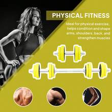 HOMCOM 20KGS 2-In-1 Dumbbell & Barbell Adjustable Set Strength Muscle Exercise Fitness Plate Bar Clamp Rod Home Gym Sports Area, Yellow - Yellow - View 4