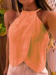 Light Blouse Beach Fabric Tie Beach Night Holiday Office Home Spring, Autumn, Summer - 珊瑚粉 - 查看 2