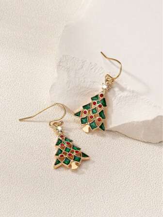 1 pereche Cercei drăguți cu brad de Crăciun, la modă, minimalisti, versatili, personalizați, din seria de Crăciun