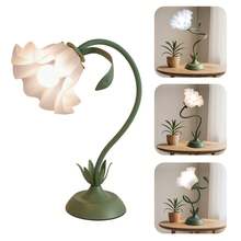 Branches Can Be Arbitrarily Twisted To Adjust The Shape Of Retro Lamp, Three Colors Can Be Adjusted, Sleep Lamp, Desk Lamp, Living Room Lamp, Wild Flower Lamp, Bedside Lamp, Bedroom Lamp, Home Decoration Lamp (Color: Green,Bulb Included*1) - 查看 1