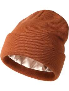 Women Satin Lined Knit Beanie Hat Winter Hats For Women Men Silk Lining Soft Slouchy Warm Cuffed Beanie Hat - Knitted Hat - View 26
