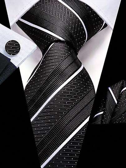 Men Tie Sets Classic Fashion Necktie Set With Cufflink For Business Party