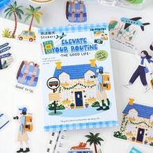 30张户外装饰贴纸，图案包括椰子树、飞机、旅行包，适用于剪贴簿、相册、行李箱、办公电脑、学生笔记本、铅笔盒、学习用品、派对装饰、学生文具剪贴簿用品。 - 淺藍色 - 查看 4