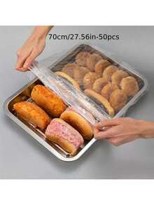 50 pezzi Pellicola di copertura in plastica trasparente monouso di grandi dimensioni, copri polvere, adatta per conservare e organizzare snack, verdure e pane, pellicola di copertura per vassoi del pane, cucina e sala da pranzo, disponibile in 3 misure, decorazione per la casa, conservazione per feste e Natale - Multicolore - Visualizzare 13