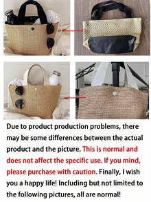 大号黑色波西米亚风编织手提包，适合海滩、露营和户外活动，采用耐用面料制成，磁扣闭合，是女性冒险、海滩旅行和波西米亚风格穿搭的理想之选。