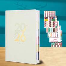 2026 English Schedule Book - Artificial Leather Hardcover Edition, Monthly And Sunday Layout, New Calendar Log: Self Discipline Check In, Time Management, Suitable For Office Use, Modern Cover Design