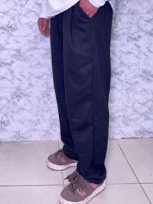 OVERSIZED WIDE Sweatpants With Drawstring Waist UNISEX - 黑色 - 查看 3