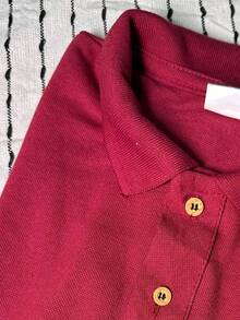 Men's PLAIN POLO Shirt Premium Cotton Pique Fabric Promotion - 酒紅色 - 查看 4