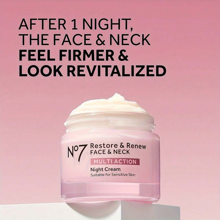 Number7 Restore & Renew Multi-Action Face & Neck Night Cream With Hyaluronic Acid, Shea Butter & Vitamin E - Hydrating & Light Beige-Firming Cream For All Light Beige Types Including Oily Light Beige - Nhiều màu - Xem 1