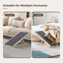 TUKAILAi Dog Ramp For Bed Height Adjustable Folding Pet Ramp With Non-Slip Rug Surface Portable Wooden Dog Steps Stairs For Small Large Animals For Sofa Couch - Apricot - View 8