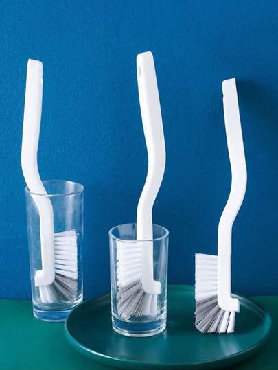 1pc/2pcs/3pcs Handle Cleaning Brush, Long Handle Brush For Crevices, Cup Lids, Seafood, Cleaning Kitchen, Bathroom, Grouting, Windows And Sinks - Durable Medium Bristle Cleaner Suitable For Bottles, Tile Lines, Window Tracks, Bathroom Crevice Brush, Crevices And Narrow Spaces