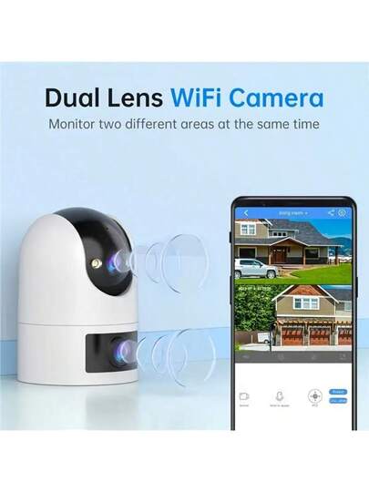 5G Dual 3MP Security Camera 360° PTZ, Night Vision, Indoor/Outdoor Way Audio, Motion Tracking view 3