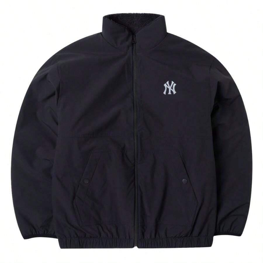 MLB Unisex Basic Varsity Reversible Fleece Reißverschluss Jacke, Lässig, Reisen, Warm, Schwarz