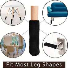 4pcs Chair Leg Socks - High Elastic Knit Design, Prevent Scratching Floors - Durable Furniture Floor Protectors, Suitable For Hardwood, Easy To Install, Fit Various Chair Leg Sizes - A - View 3