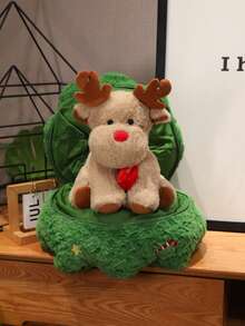 1 szt. Prezent niespodzianka w kształcie Świętego Mikołaja i domku na choince, pluszowa lalka renifer dla dzieci