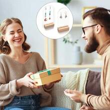 亚克力耳环展示架、珠宝零售架、拱形亚克力耳环架、实心和空心亚克力标牌、带木质底座的耳环、吊坠、耳环珠宝展示架 - 無色 - 查看 6