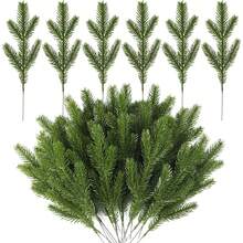 10/30 PIEZAS Ramas de pino artificial de 9.84 pulgadas, ramas de árbol de Navidad verde, plantas verdes a granel, accesorios DIY para guirnaldas navideñas, coronas, decoración rústica del hogar, decoración de invierno