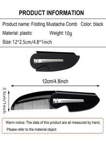 1pc Folding Beard Comb Beard Comb Small Pocket Comb Men's Daily Beauty And Hair Care Travel Essential Men's Beard Styling Folding Comb, Oil Head Styling, Smooth Straight Hair, Multifunctional Hair Cutting Comb, Beard And Beard Trimming Tools | Fashion Design | Plastic Brush, Beard Trimming