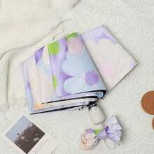 1pc Automatic Folding Umbrella With Floral Oil Painting Design, Black Coating UV Protection, Suitable For Sunny And Rainy Days