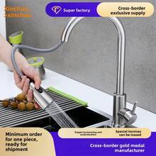 304 Stainless Steel Kitchen Faucet, Splash-Proof Sink Faucet, Pull-Out Hot & Cold Water Tap - Paint - View 3