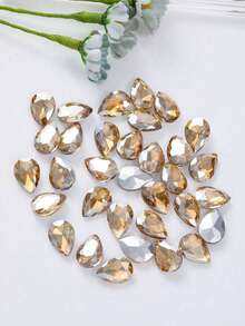100颗10*14mm水滴形珠子，不对称水晶水钻，适用于DIY手机壳、服装、鞋子和包包装饰配件 - 香檳色 - 查看 2