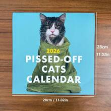 2026 Cat Lovers Calendar, 2026 Bath Cat Wall Calendar, Funny Desktop Calendar For Office, Home Decor, Secret Santa Claus Gifts - Cat - View 2