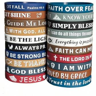 20pcs Bible Verse Bracelets, Bulk Silicone Bracelet With Inspirational Quotes, Christian Rubber Wristbands For Men Women, Easter Party, Christmas Gifts