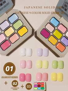 马卡龙 9 色固体绘画凝胶指甲油套装，渐变色凝胶指甲油海绵凝胶指甲油适用于渐变色指甲 Aura Nails，法式美甲 DIY 美甲，女士女孩美甲设计 - 彩色 - 查看 27