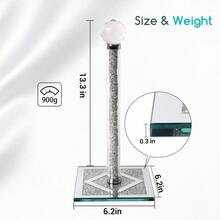 Silver Paper Towel Holder With Crystal Base -2lbs Weighted Countertop Dispenser For Kitchen/Bathroom, Sparkling Diamond Decor,Perfect Christmas Gift - 銀色 - 查看 4