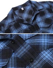 Women's Long Roll Up Sleeve Cotton Flannels Plaid Shirts Classic Fit Button Down Shirt Blouses With Pockets