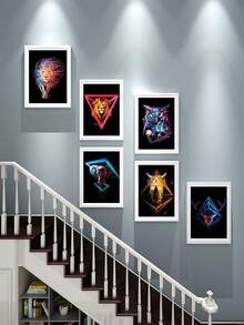 6pcs/Set Modern Minimalist Staircase Decor Painting, Corridor Wall Art Hanging Paintings, Random Photo Included